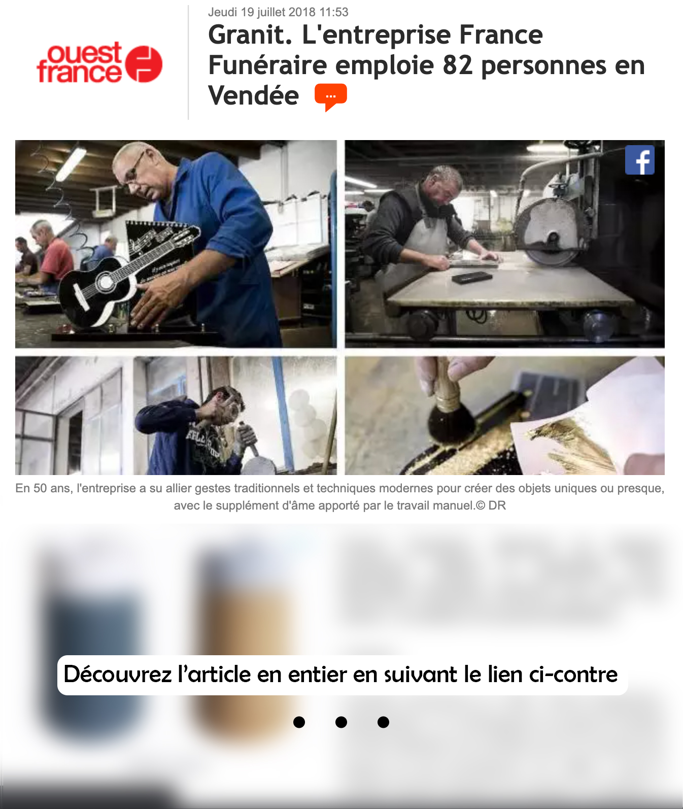 Notre manufacture - Article Ouest france - Capture d'écran